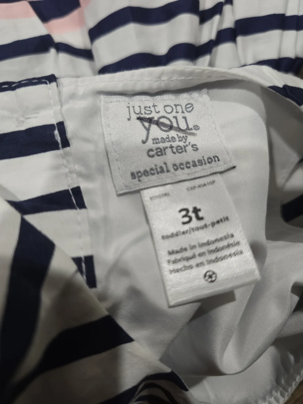 Carter's Navy, White & Pink Striped Sleeveless Fit-and-Flare Dress